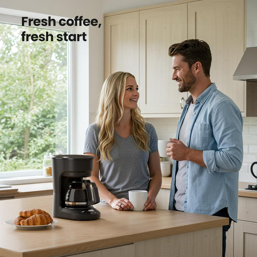 Kismile 5-Cup Drip Coffee Machine with LED Display, Small Coffee Maker with Anti-Drip, Timer, Auto Shut-Off