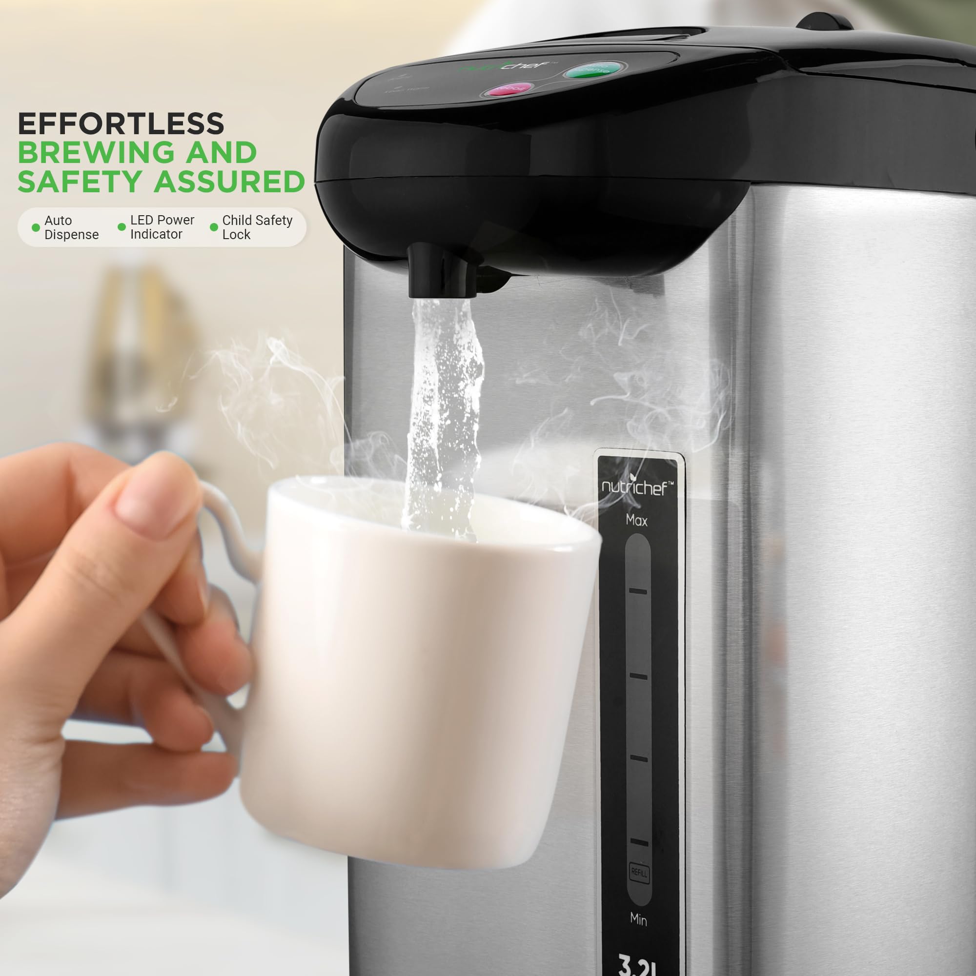 NutriChef Insulated Stainless Steel Hot Water Urn
