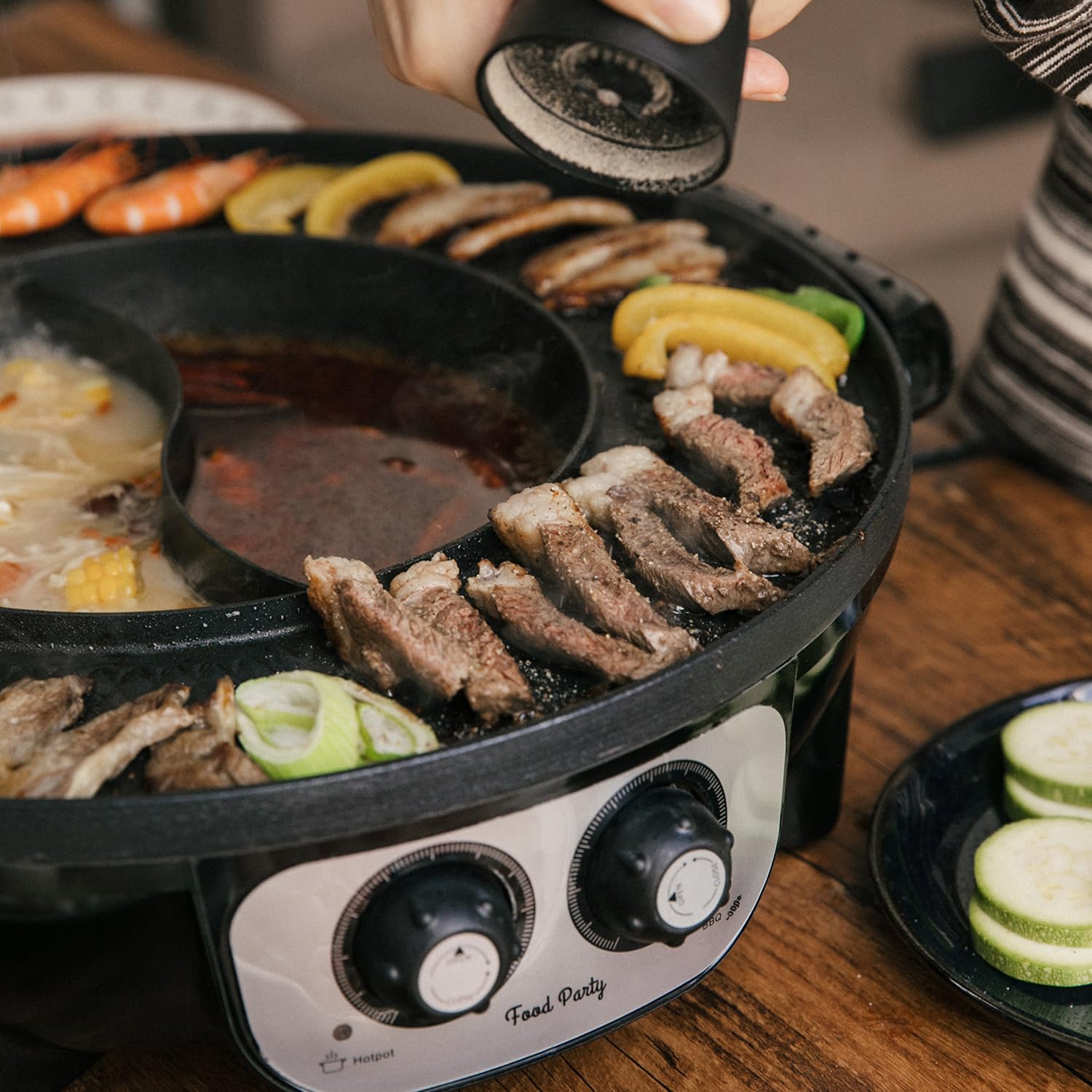 2-in-1 Electric Hot Pot & Smokeless Korean BBQ Grill