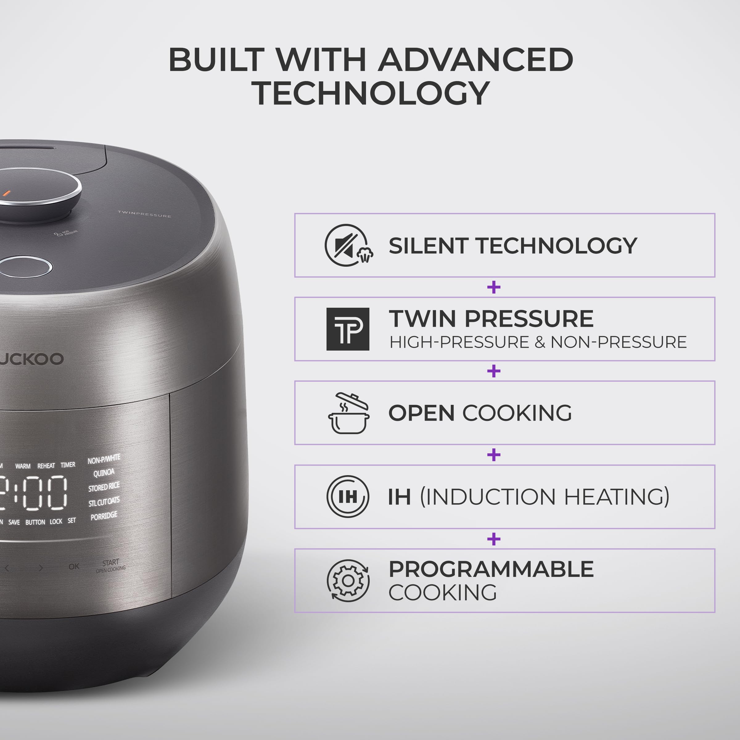 CUCKOO Twin Pressure Induction Rice Cooker, 12-Cup Cooked, CRP-PHTR0609FS