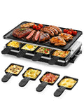 HBN Electric Raclette Grill with 8 Warming Trays