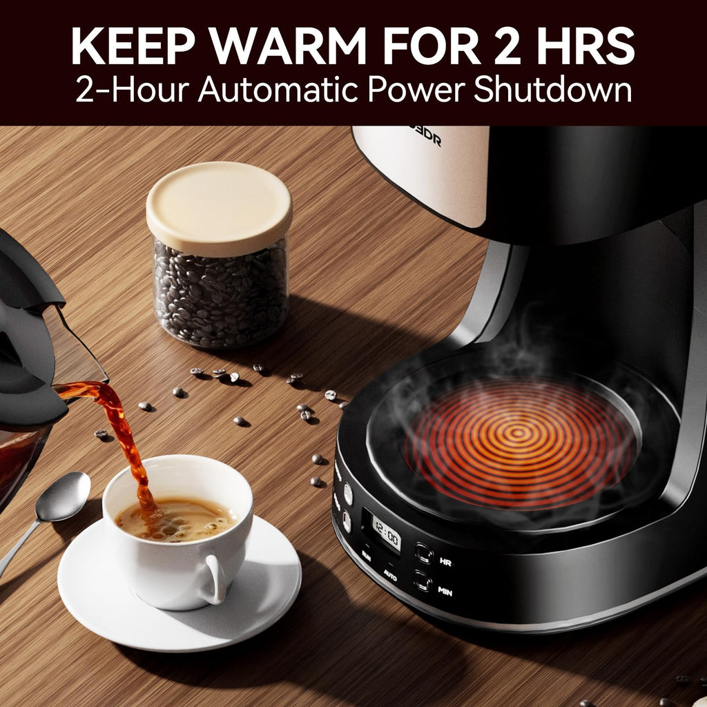 SECPOEDR 12 Cup Programmable Drip Coffee Maker, Auto Brew Coffee Machine