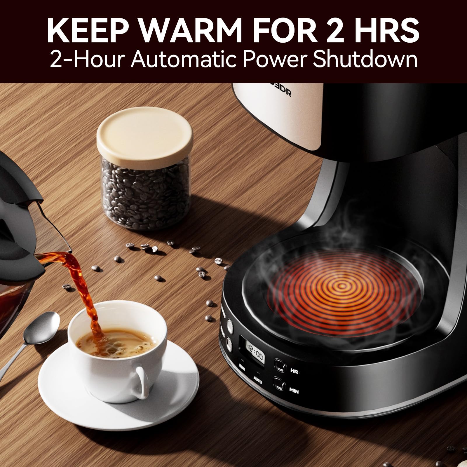 SECPOEDR 12 Cup Programmable Drip Coffee Maker, Auto Brew Coffee Machine