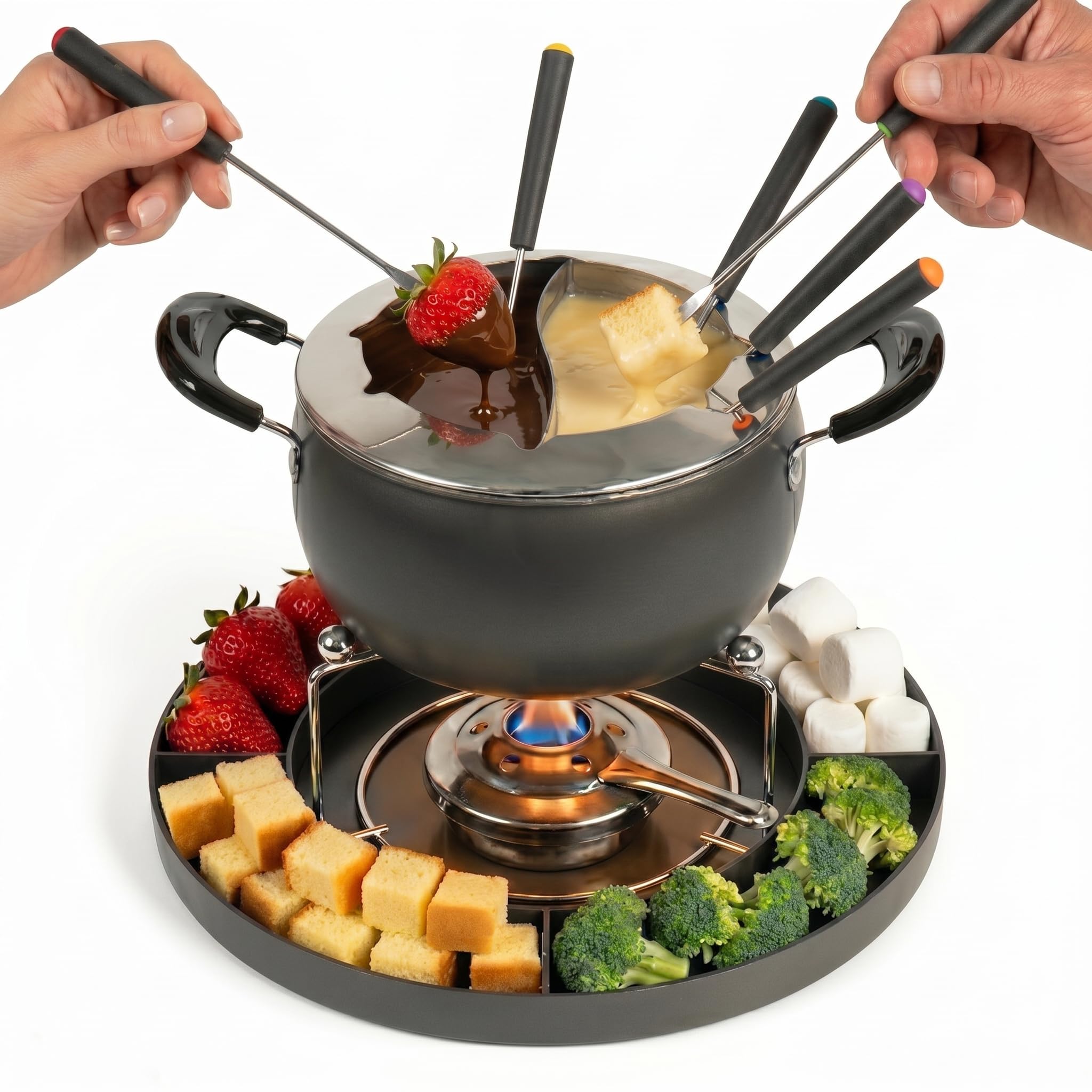 2.6-Quart Dual Cheese & Chocolate Fondue Pot Set