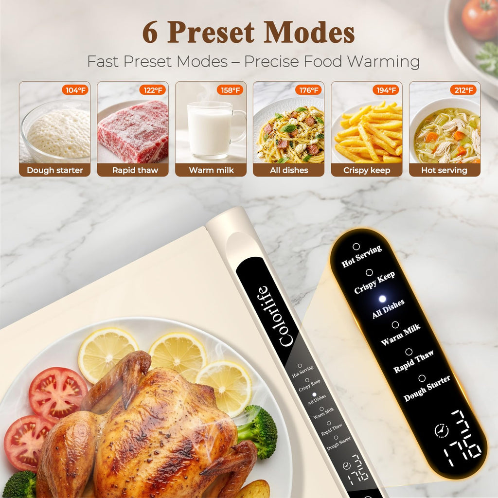 Electric Food Warming Mat with Heat-Resistant Pad