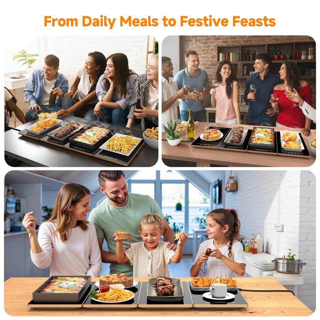 FEPPO 4-in-1 Electric Food Warming Tray for Serving