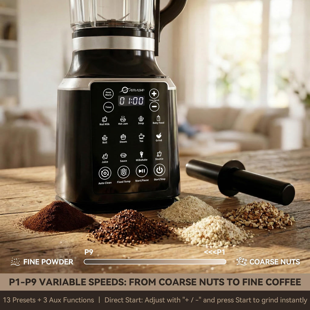 1500W Heated Glass Blender with 14 Presets & 9 Speeds