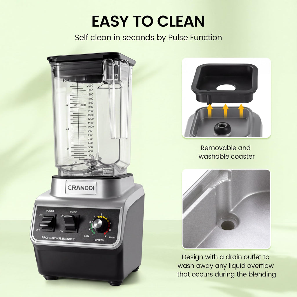 CRANDDI 1500W Commercial Blender with 80 oz Pitcher
