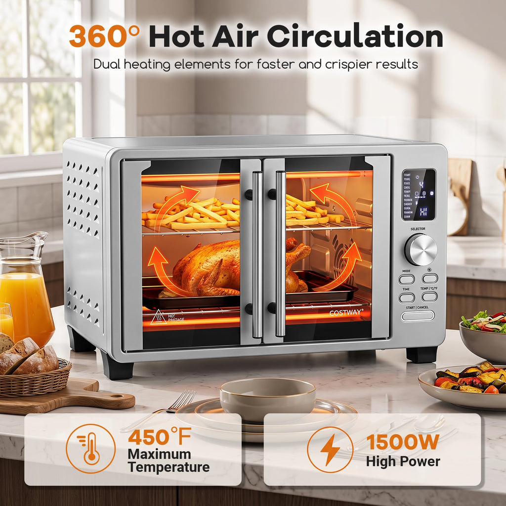 COSTWAY 26.4 QT French Door Toaster Oven with 11 Presets