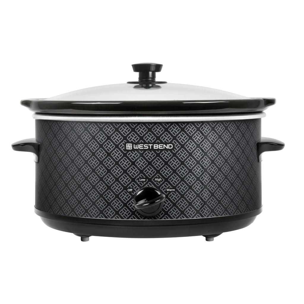 West Bend 6-Quart Manual Crockery Style with Dishwasher Safe Oval Ceramic Crockpot and Glass Lid Two Temperature Settings Plus Keep Warm