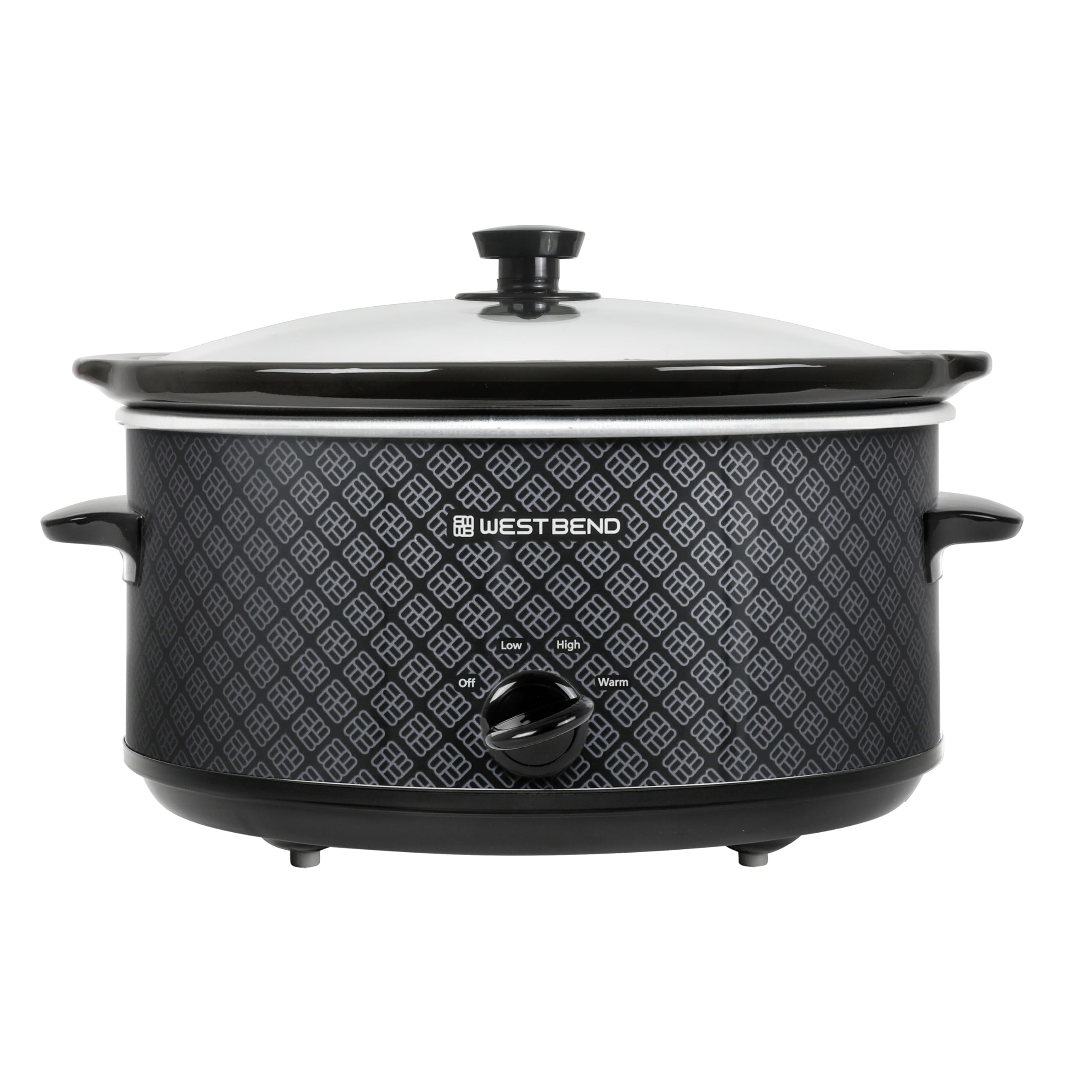 West Bend 6-Quart Manual Crockery Style with Dishwasher Safe Oval Ceramic Crockpot and Glass Lid Two Temperature Settings Plus Keep Warm