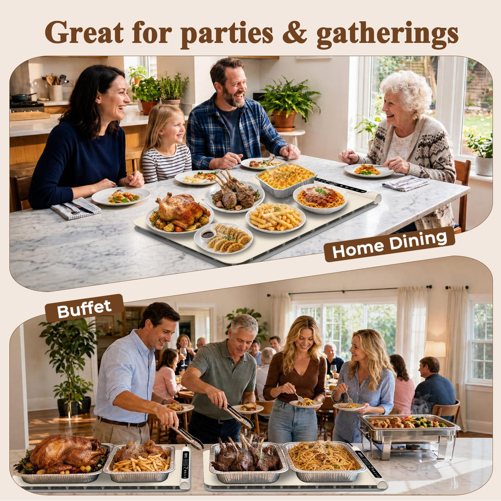 Electric Food Warming Mat with Heat-Resistant Pad