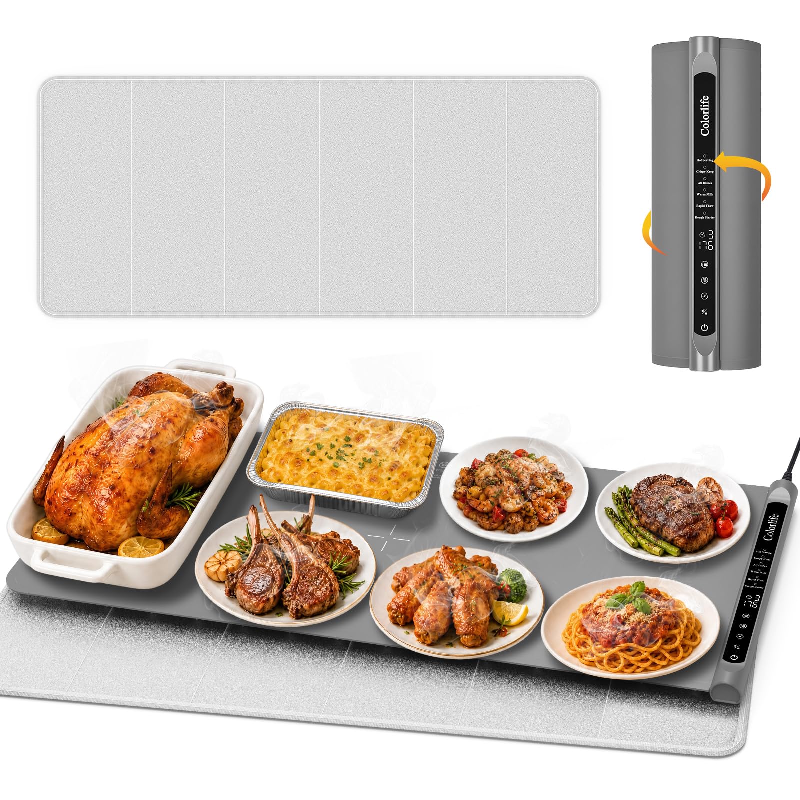 Electric Food Warming Mat with Heat-Resistant Pad