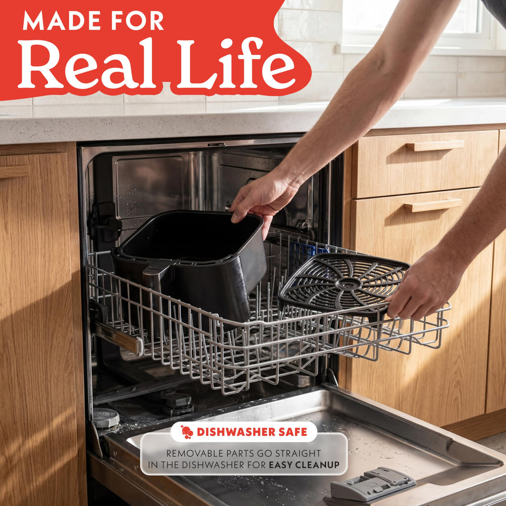 Gourmia Air Fryer - 7 Qt Large Capacity with LED Display, 12 One-Touch Presets, FryForce 360° Technology, Nonstick Dishwasher-Safe Basket & Crisper Tray
