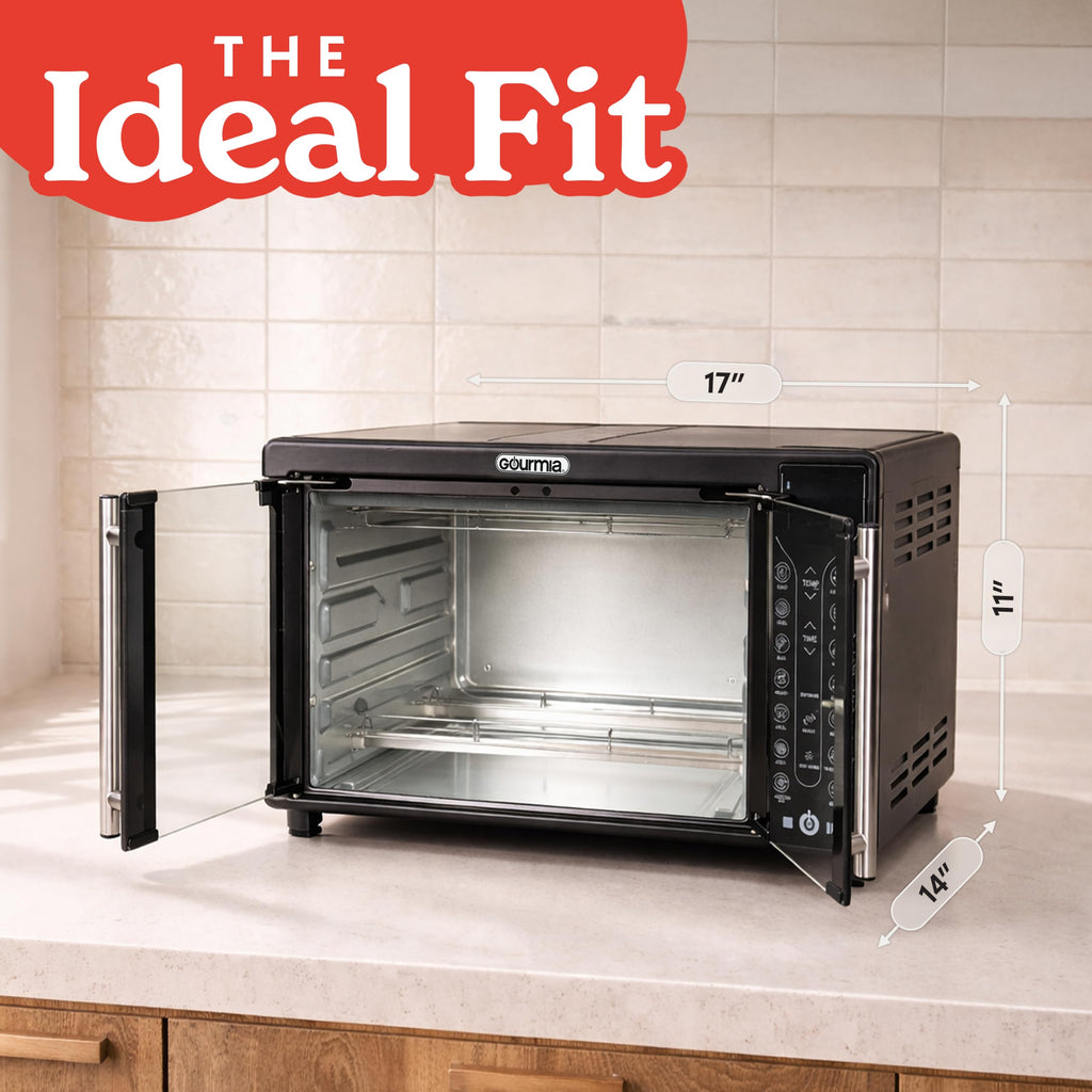 Gourmia French Door Air Fryer Toaster Oven – FryForce 360°, Digital Display
