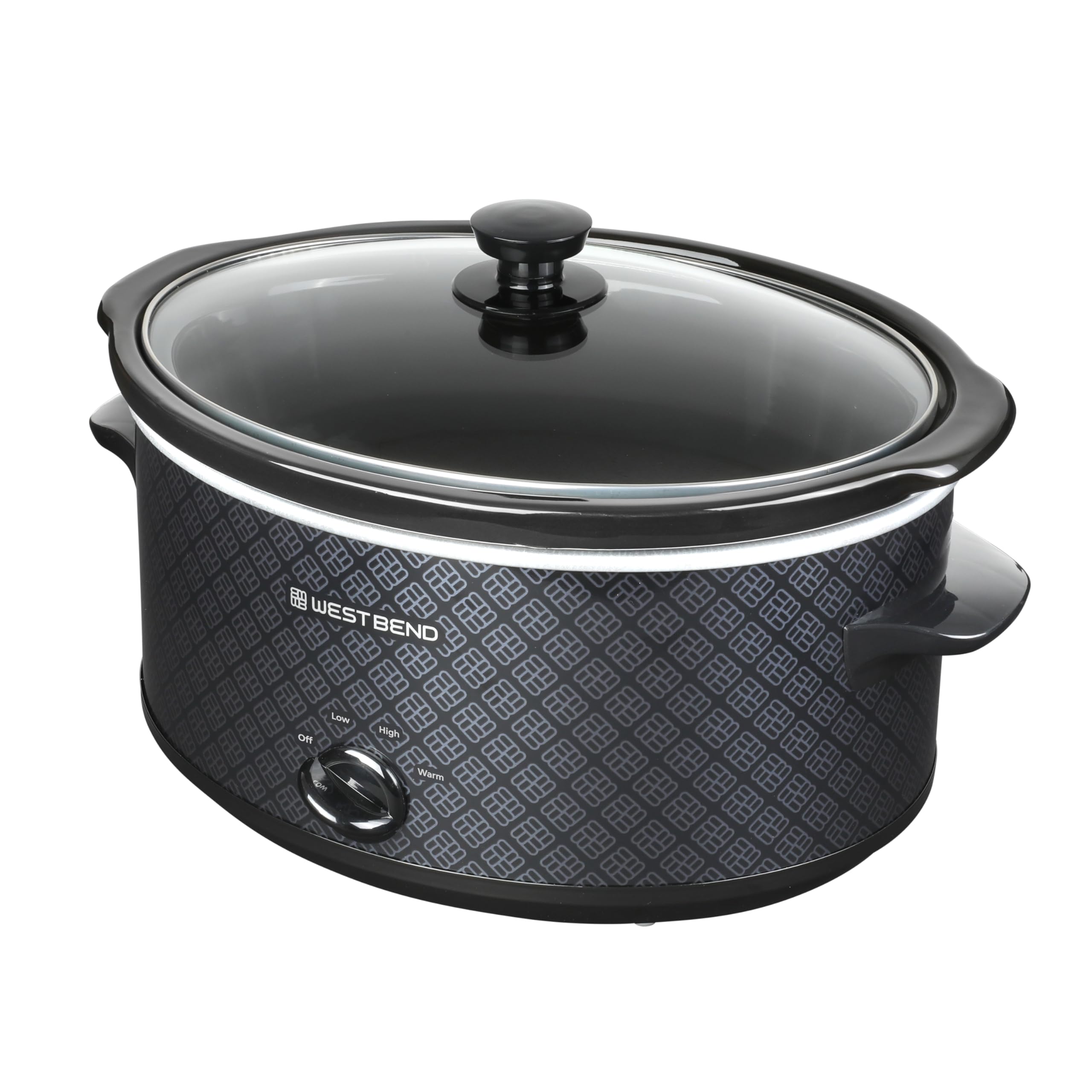 West Bend 6-Quart Manual Crockery Style with Dishwasher Safe Oval Ceramic Crockpot and Glass Lid Two Temperature Settings Plus Keep Warm