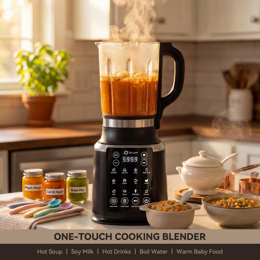 1500W Heated Glass Blender with 14 Presets & 9 Speeds