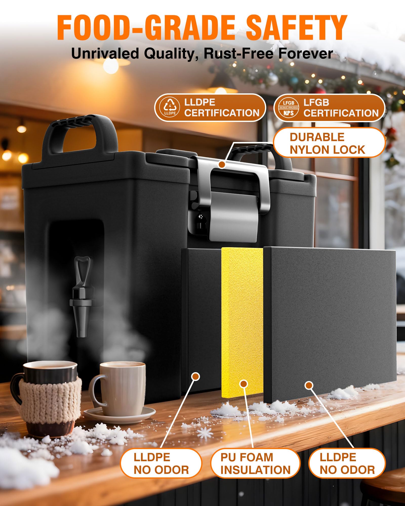 PYY Insulated Hot & Cold Beverage Dispenser with Handles