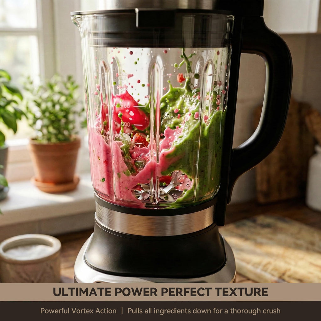 1500W Heated Glass Blender with 14 Presets & 9 Speeds