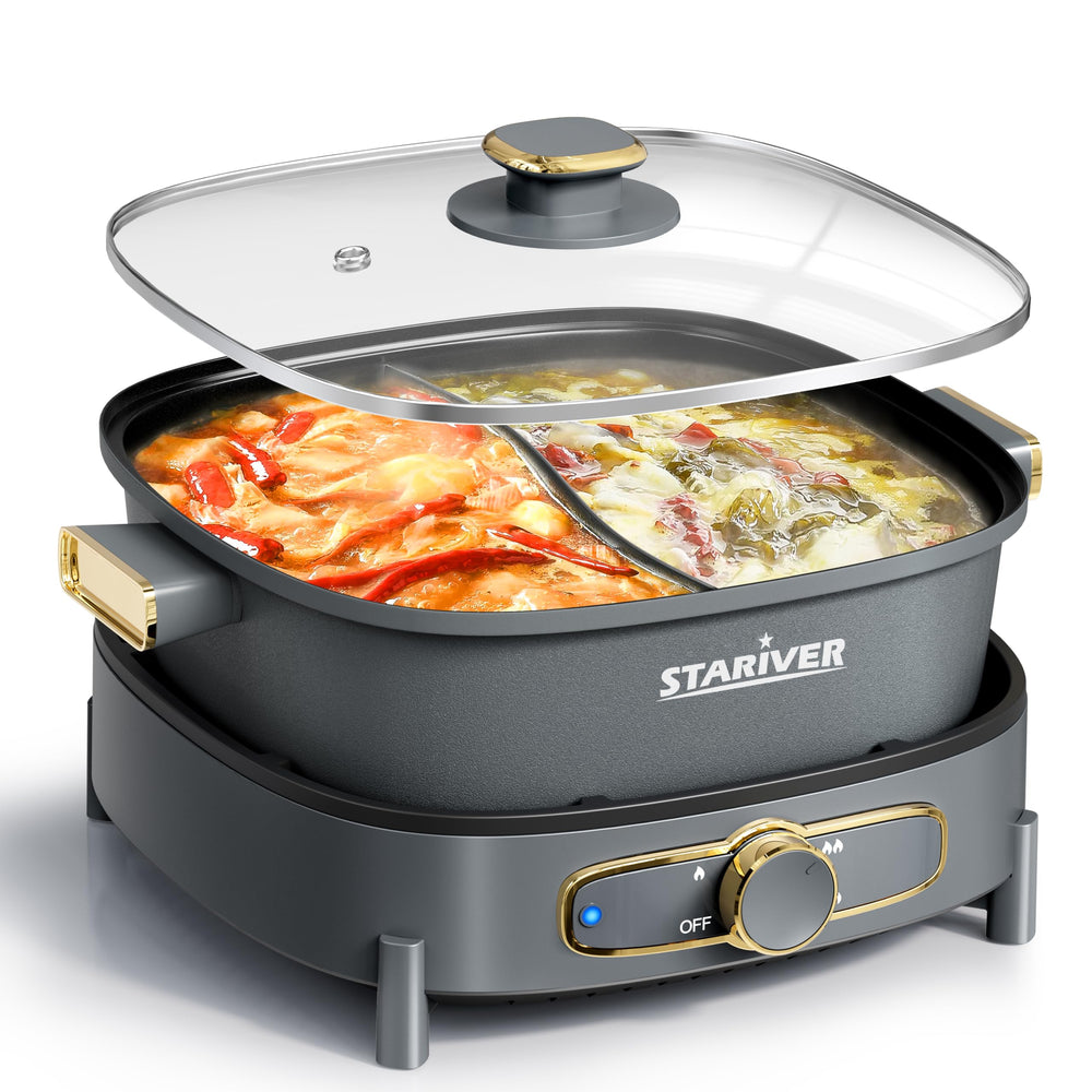 Stariver Electric Hot Pot with Dual-Sided Divider