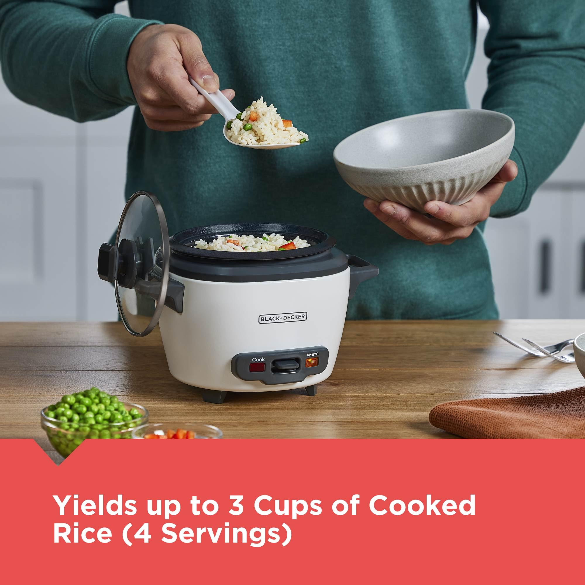 BLACK+DECKER RC503 Dry/3-Cup Cooked Rice Cooker