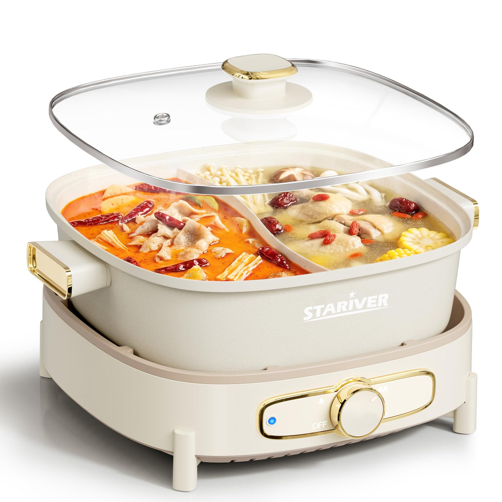 Stariver Electric Hot Pot with Dual-Sided Divider