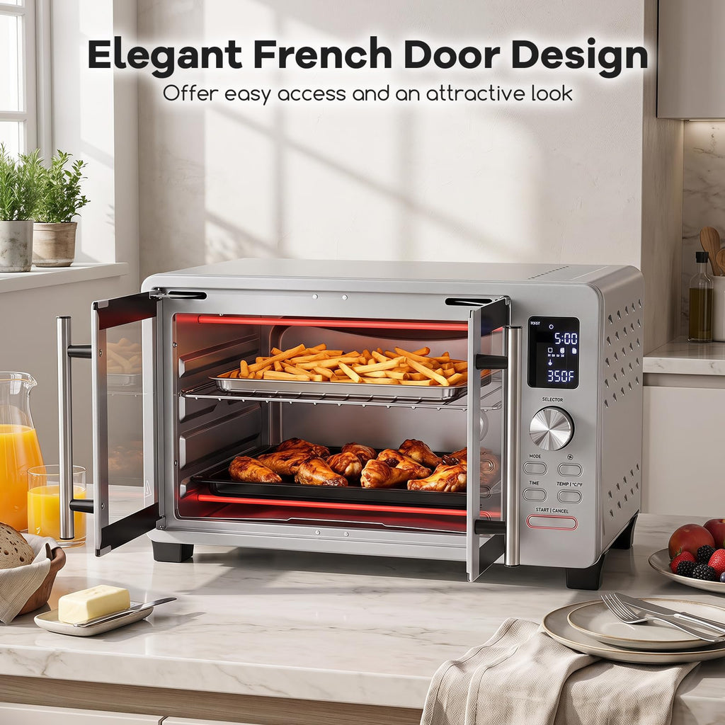 COSTWAY 26.4 QT French Door Toaster Oven with 11 Presets