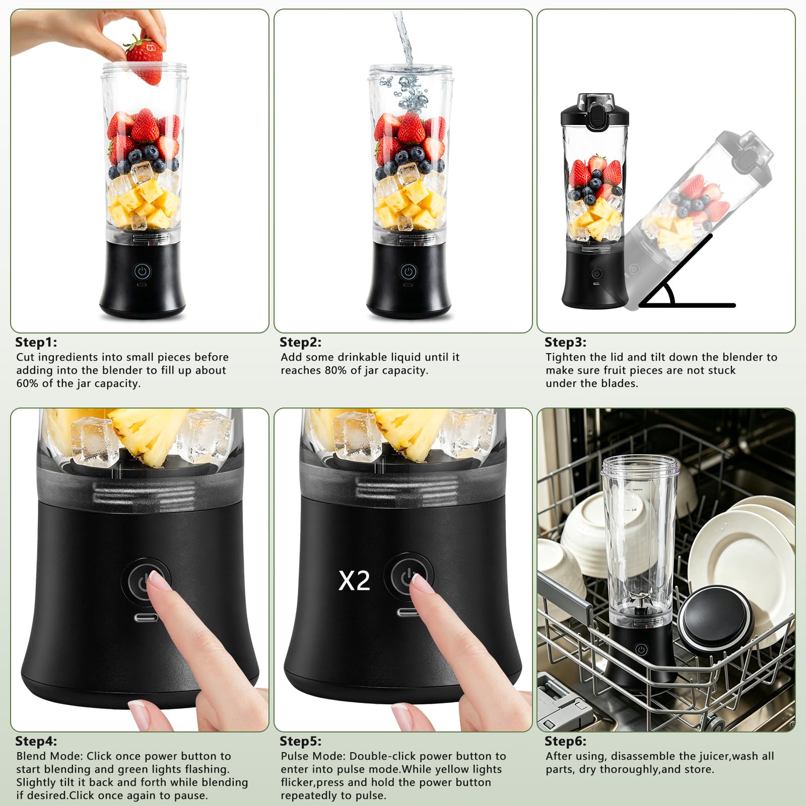 CC Store 20 oz USB-C Rechargeable Portable Blender