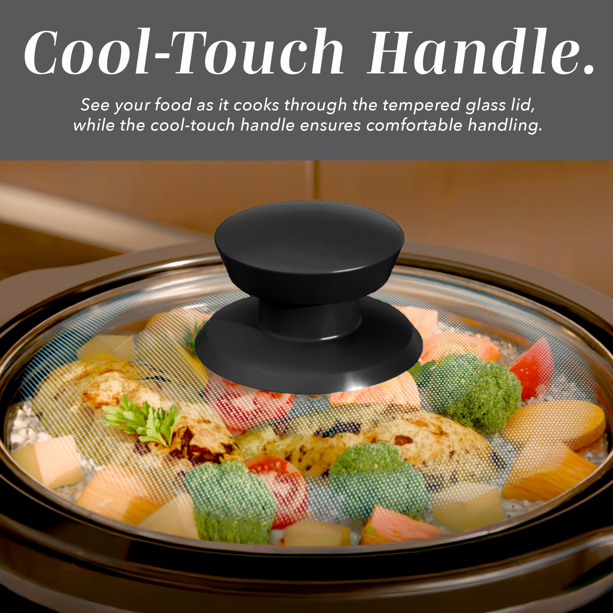 COOK WITH COLOR 2QT Mini Electric Round Slow Cooker - Adjustable Settings, Removable Stoneware Pot, Tempered Glass Lid, Dishwasher Safe, Cool-Touch Side Handles