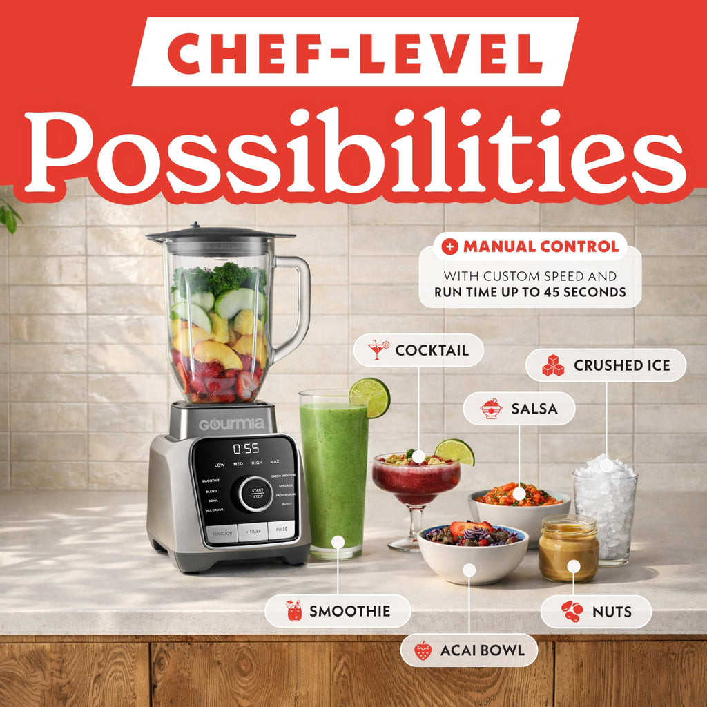 Gourmia 56 oz Digital Countertop Blender with 8 Programs