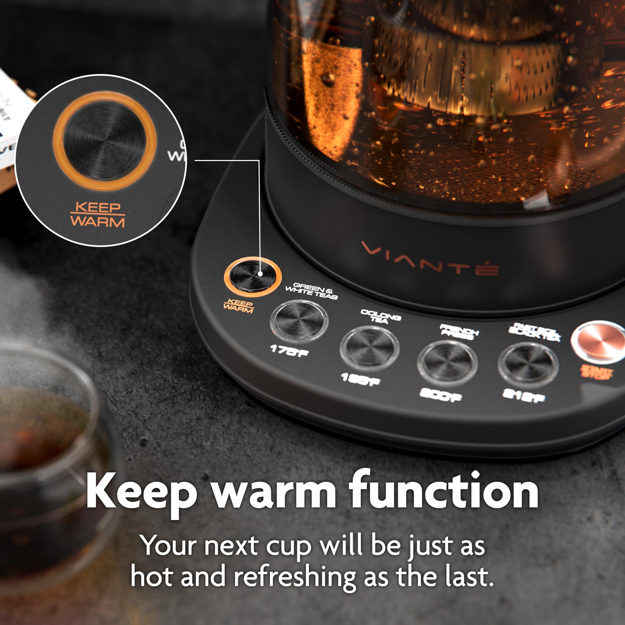 Vianté Hot Tea Maker Electric Glass Kettle