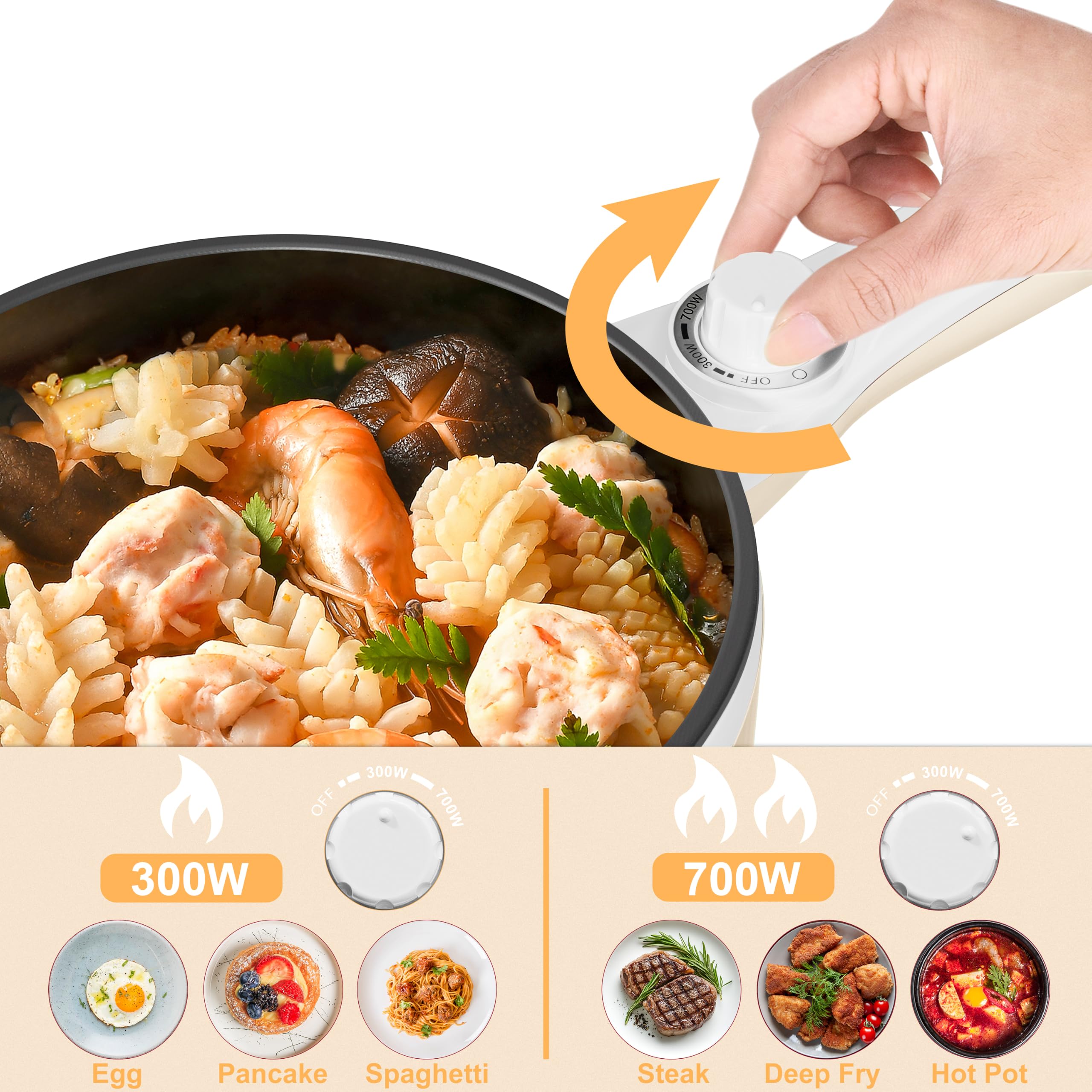Dezin 1.5L Portable Electric Hot Pot & Nonstick Sauté Pan