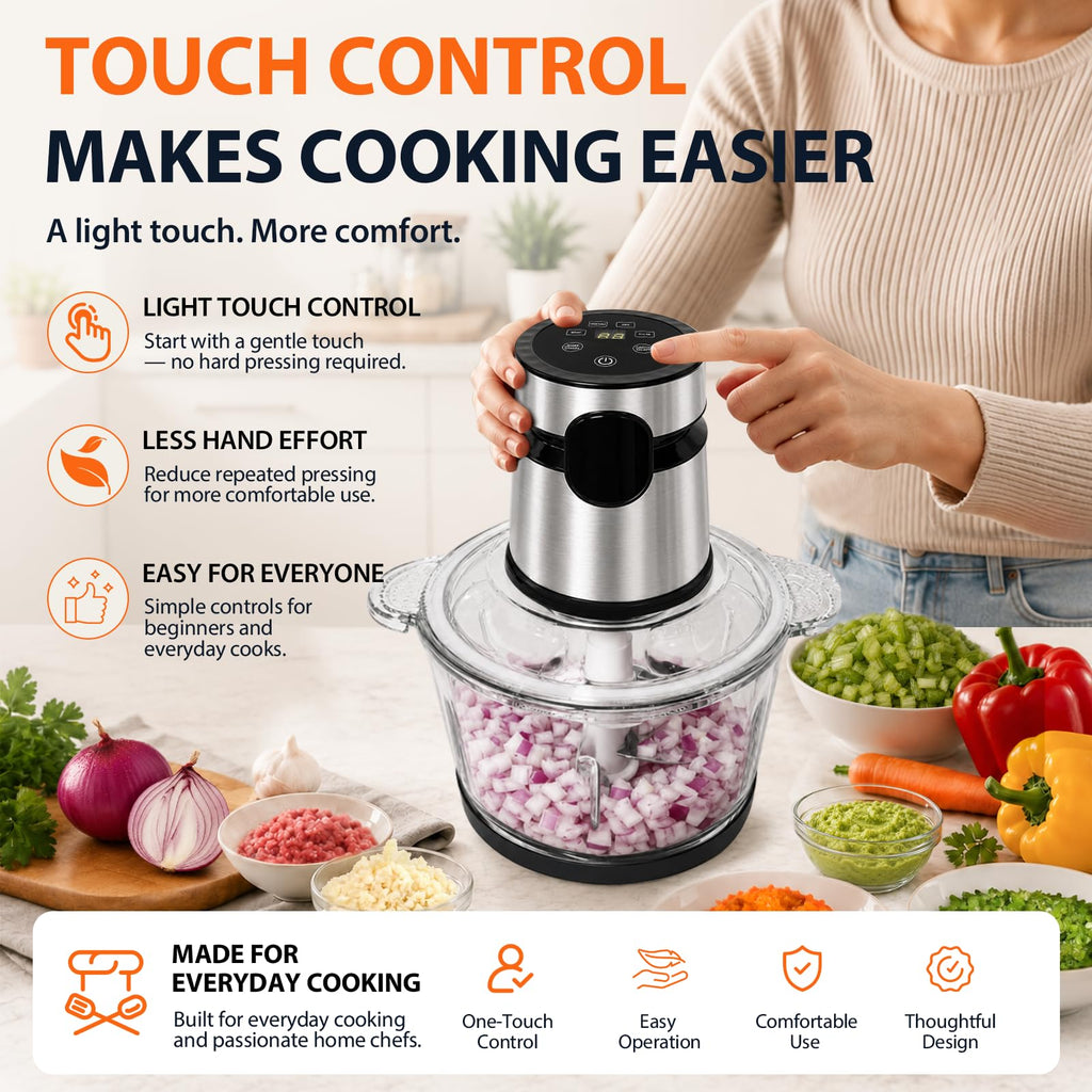 500W Touch-Control Food Processor for Meat & Vegetables