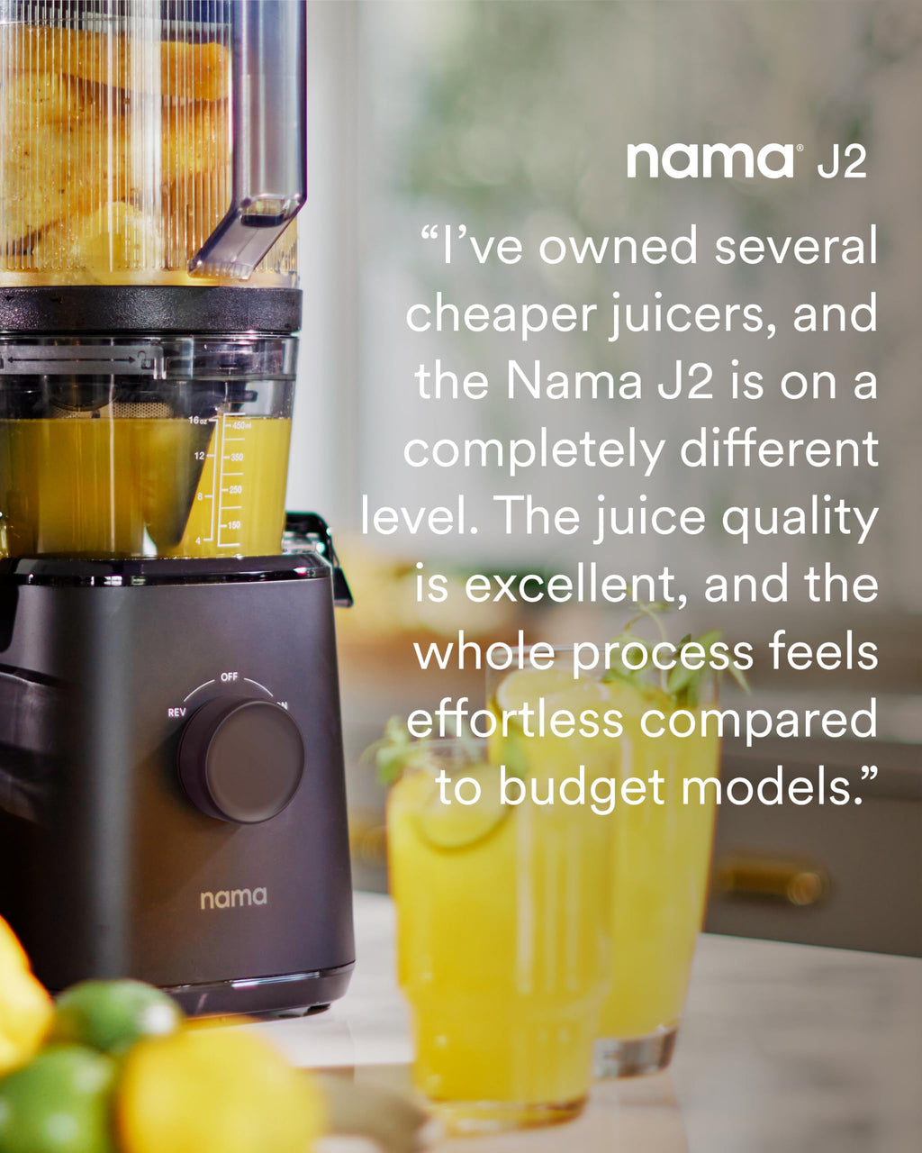 Nama J2 Cold Press Juicer – Self Feeding for Hands-Free Operation with Wide Mouth Hopper for Whole Recipe Loading, Zero Waste Masticating Juicer For More Juice, Less Pulp – Easy Cleanup & Assembly