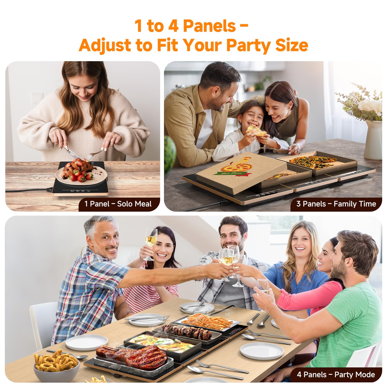 FEPPO 4-in-1 Electric Food Warming Tray for Serving