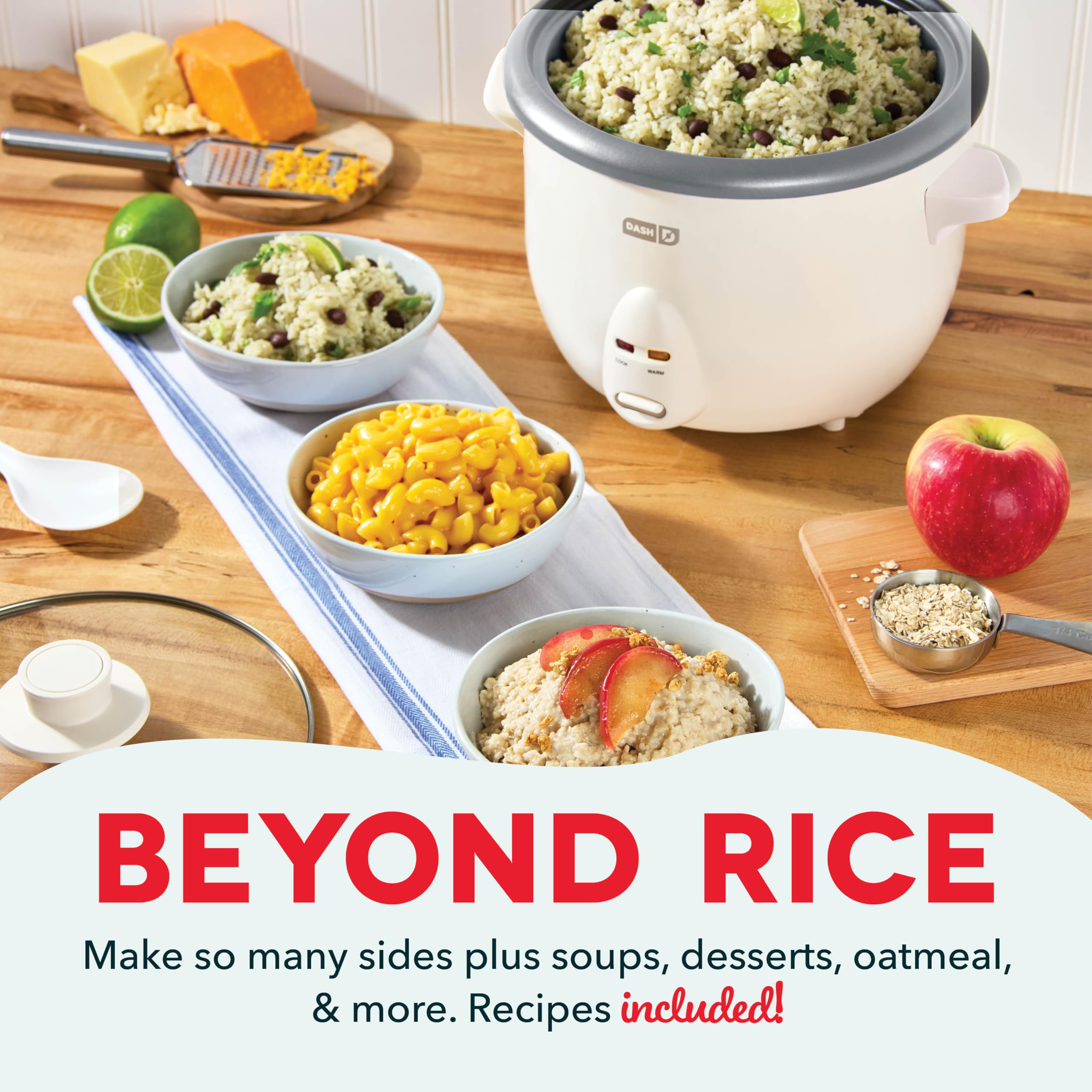 DASH Mini Rice Cooker Steamer with Removable Nonstick Pot, Keep Warm Function & Recipe Guide, One Half Quart, for Soups, Stews, Grains & Oatmeal