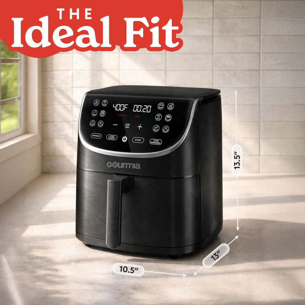 Gourmia Air Fryer - 7 Qt Large Capacity with LED Display, 12 One-Touch Presets, FryForce 360° Technology, Nonstick Dishwasher-Safe Basket & Crisper Tray