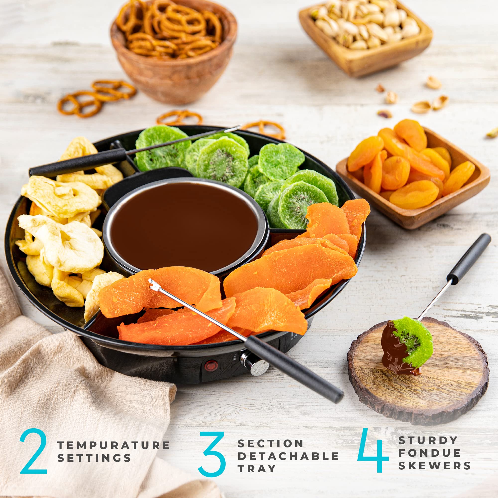 Kusin Electric Fondue Pot Set for Cheese & Chocolate