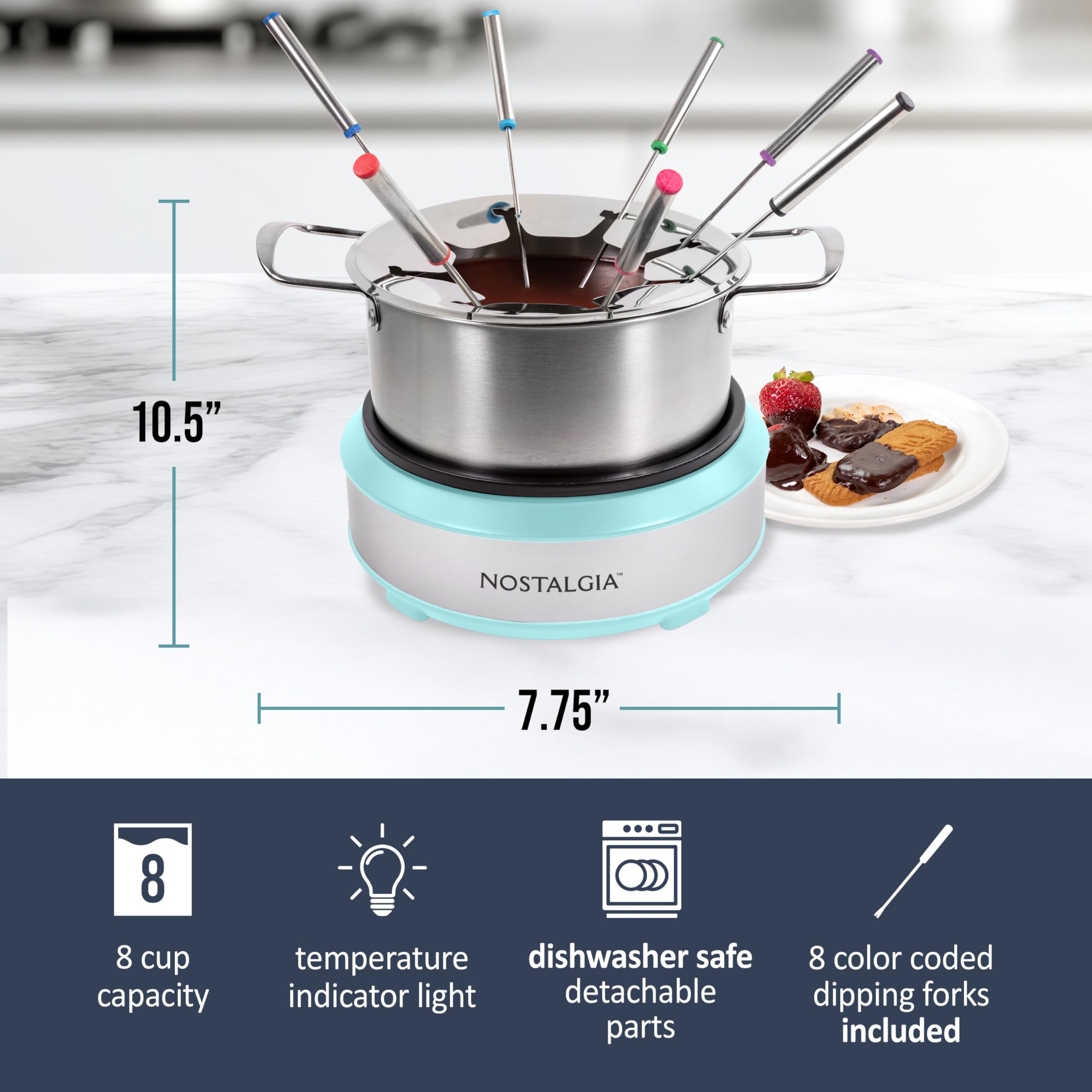 Nostalgia 6-Cup Electric Fondue Pot with Temperature Control