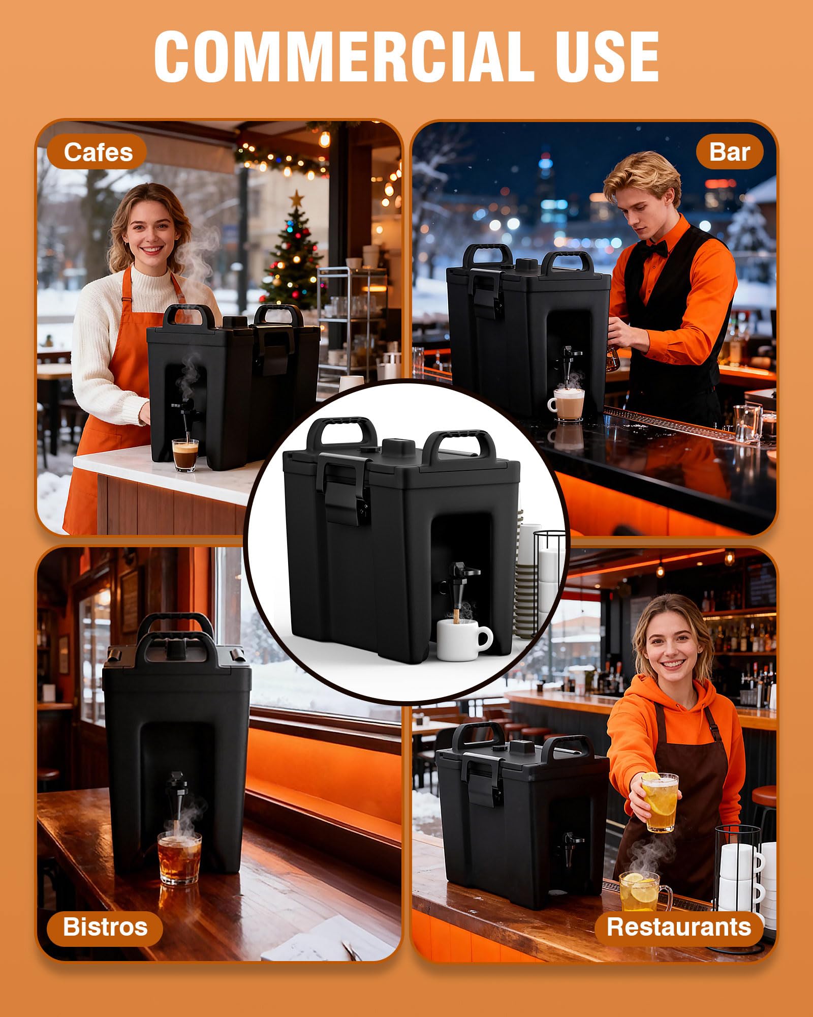 PYY Insulated Hot & Cold Beverage Dispenser with Handles