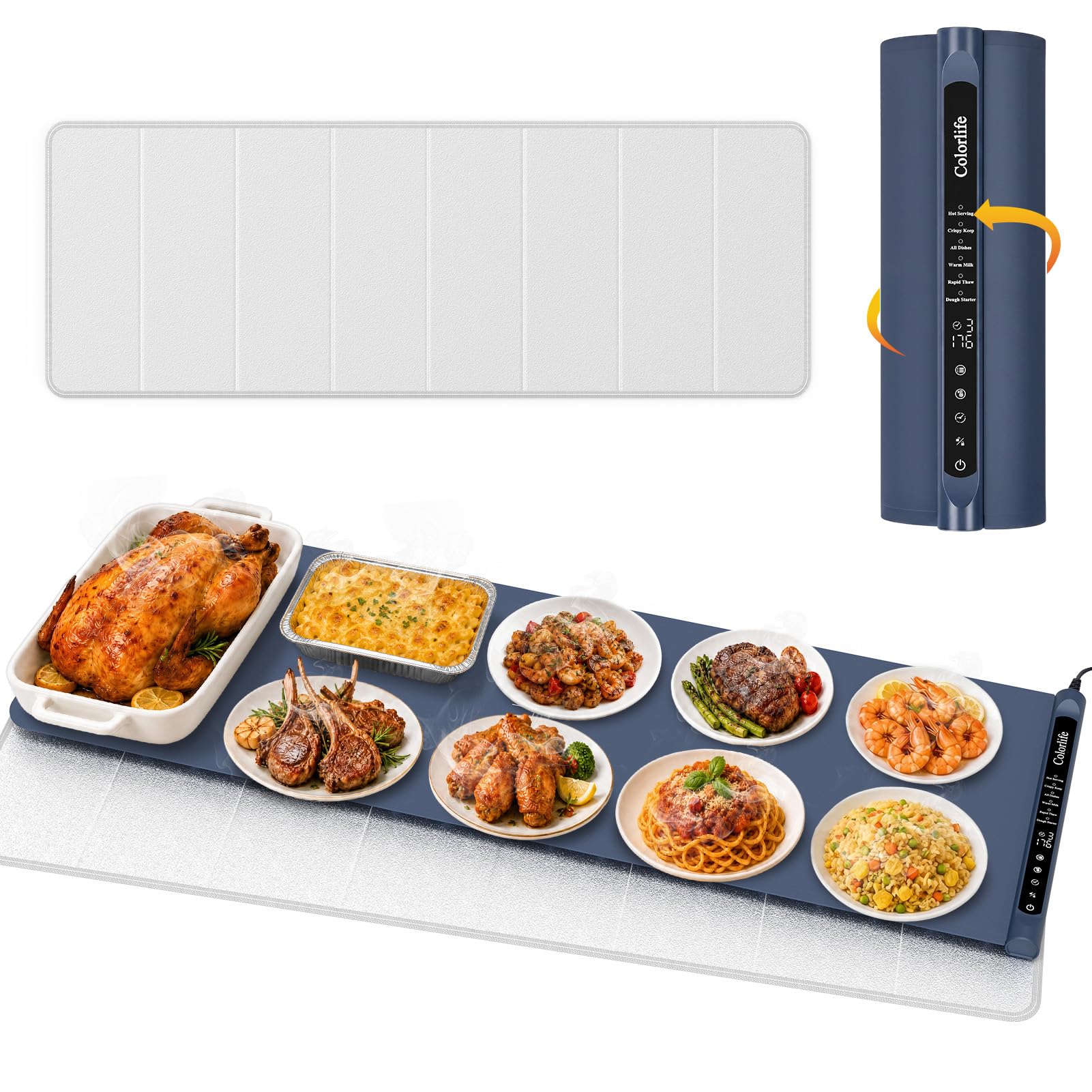 Electric Food Warming Mat with Heat-Resistant Pad