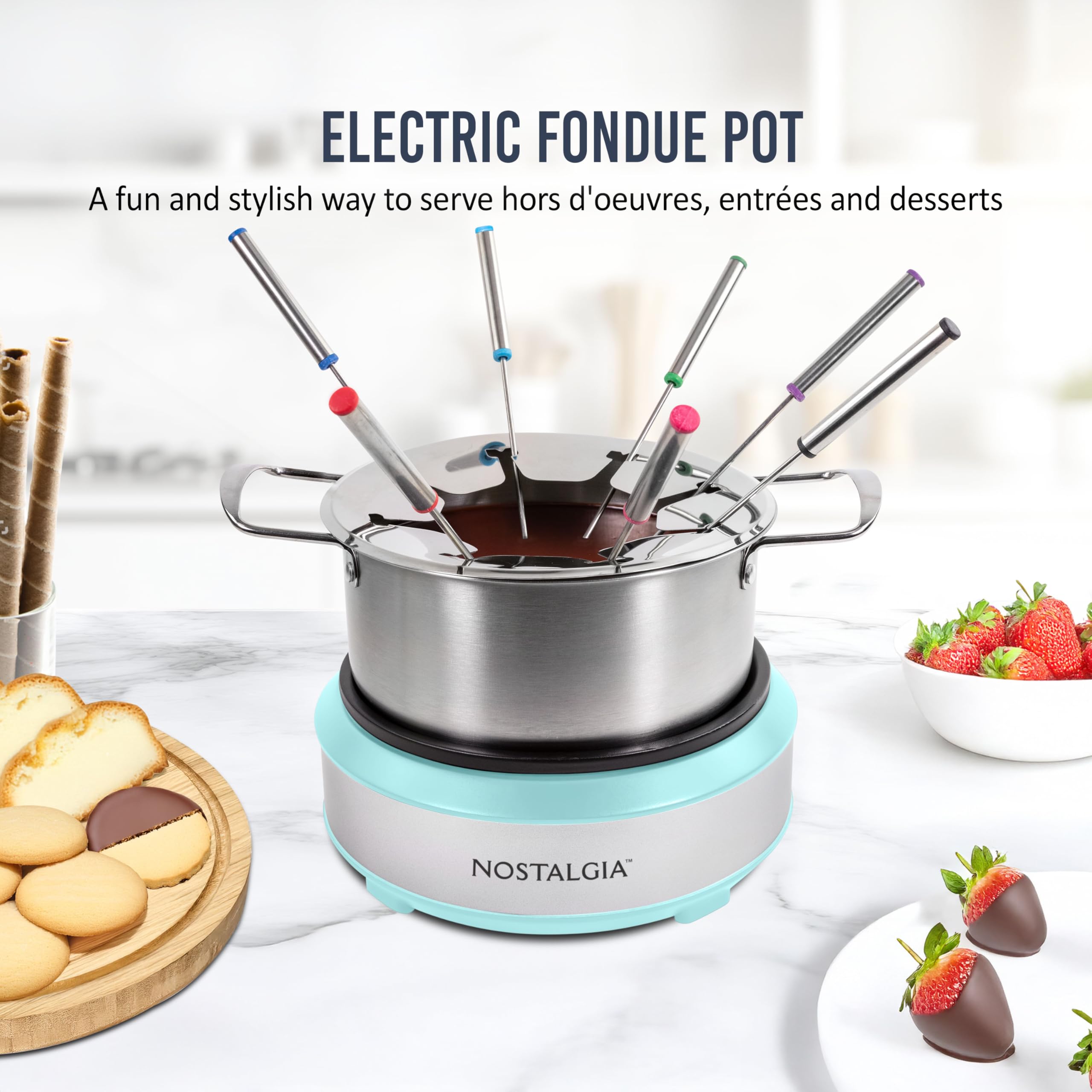 Nostalgia 6-Cup Electric Fondue Pot with Temperature Control