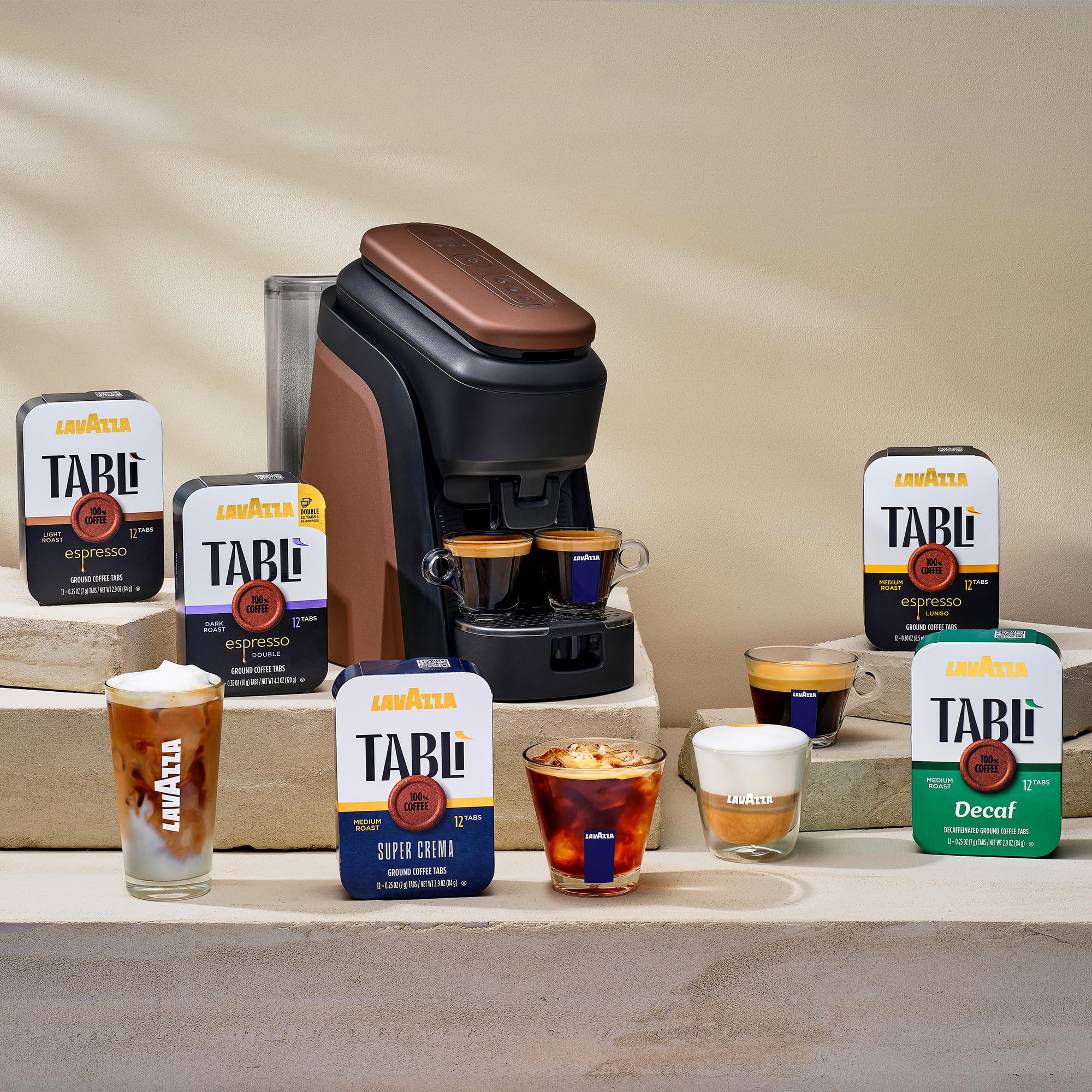 Lavazza Tablì Espresso Machine (Brown) and Milk Frother