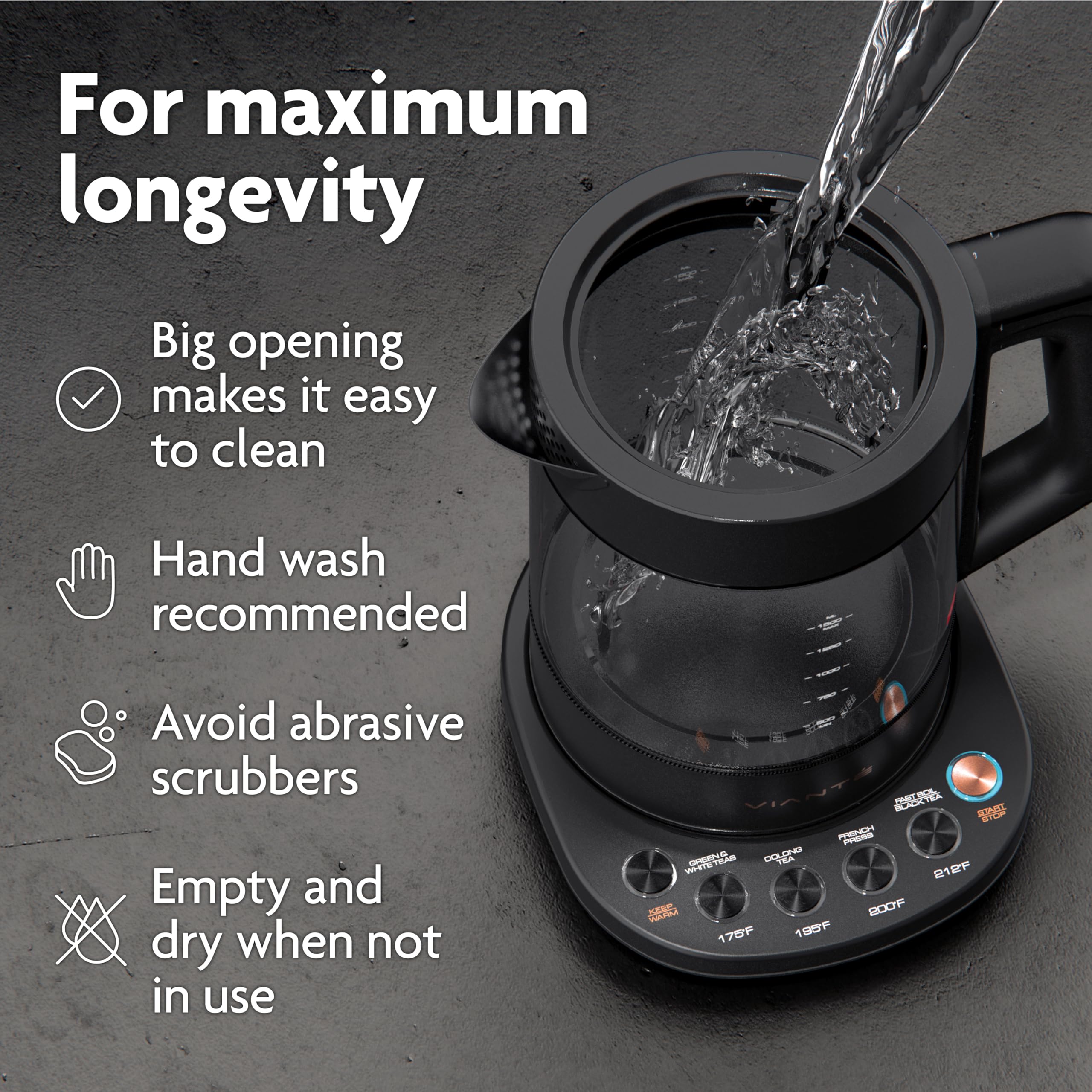 Vianté Hot Tea Maker Electric Glass Kettle