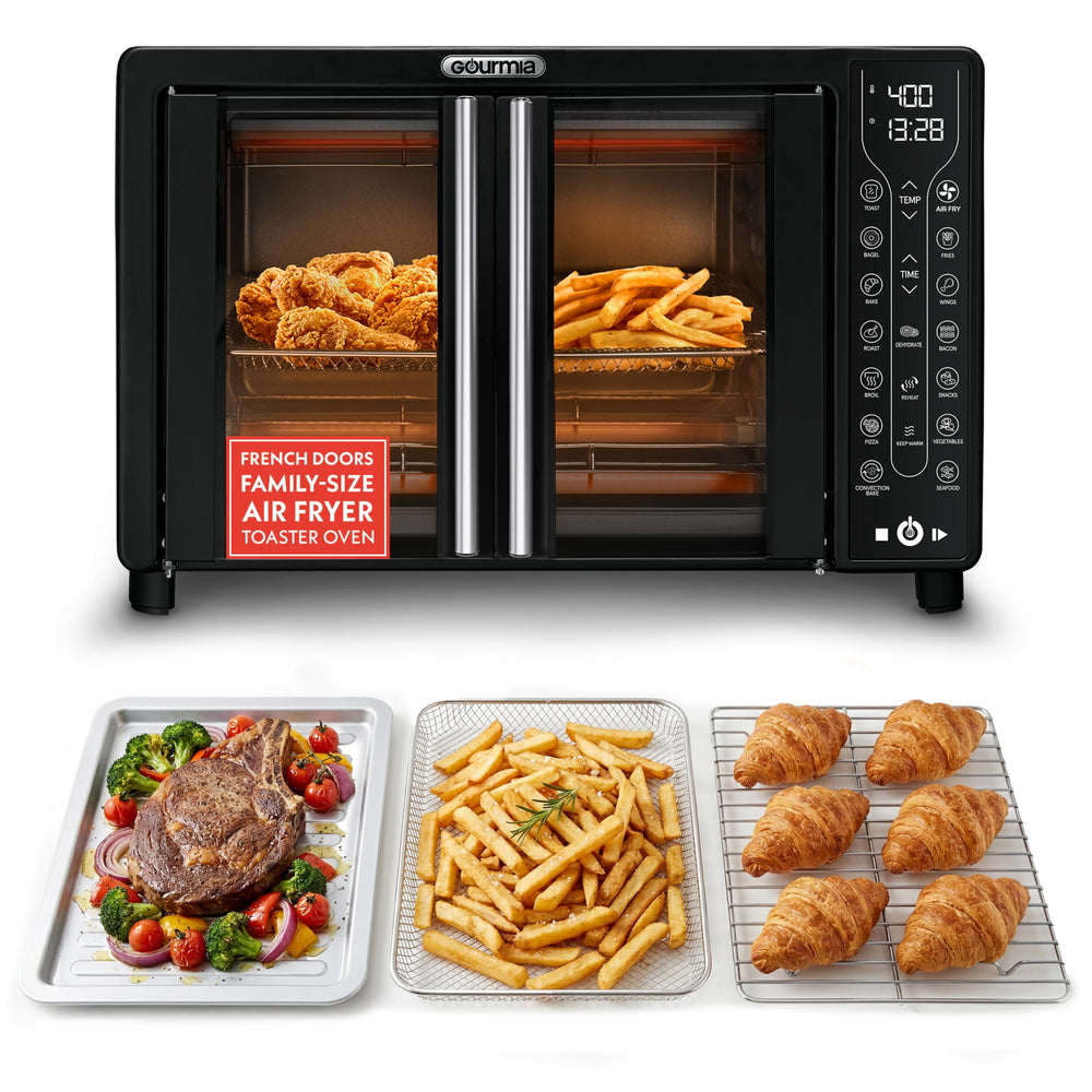 Gourmia French Door Air Fryer Toaster Oven with Digital Display