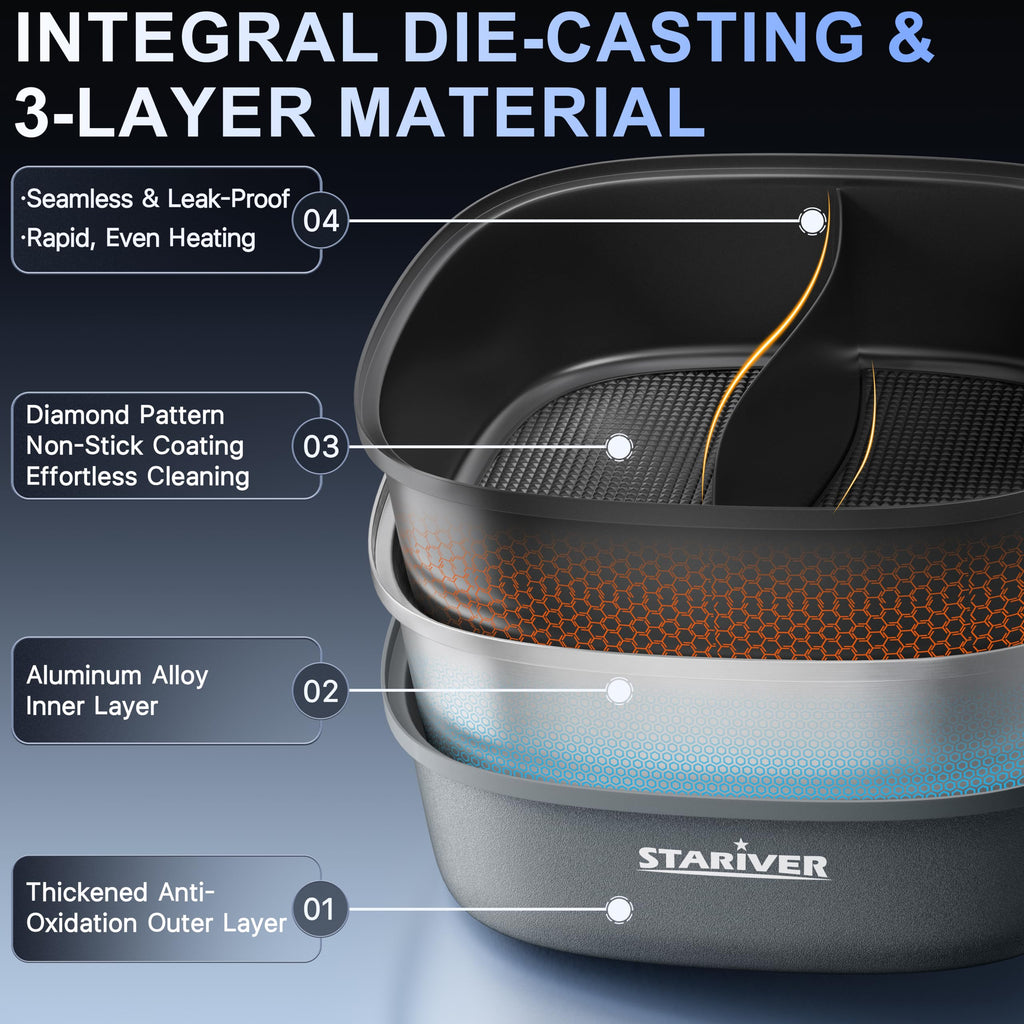 Stariver Electric Hot Pot with Dual-Sided Divider