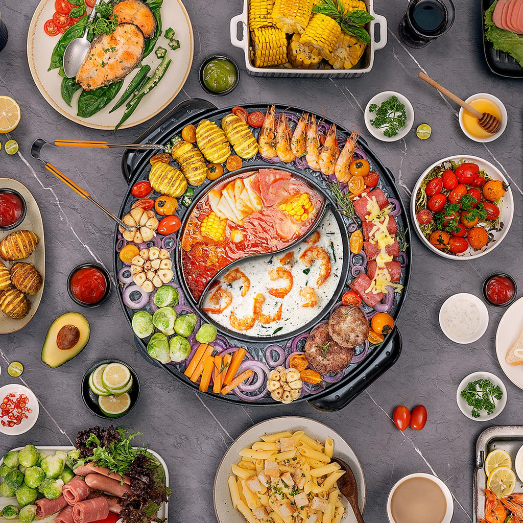 2-in-1 Electric Hot Pot & Smokeless Korean BBQ Grill