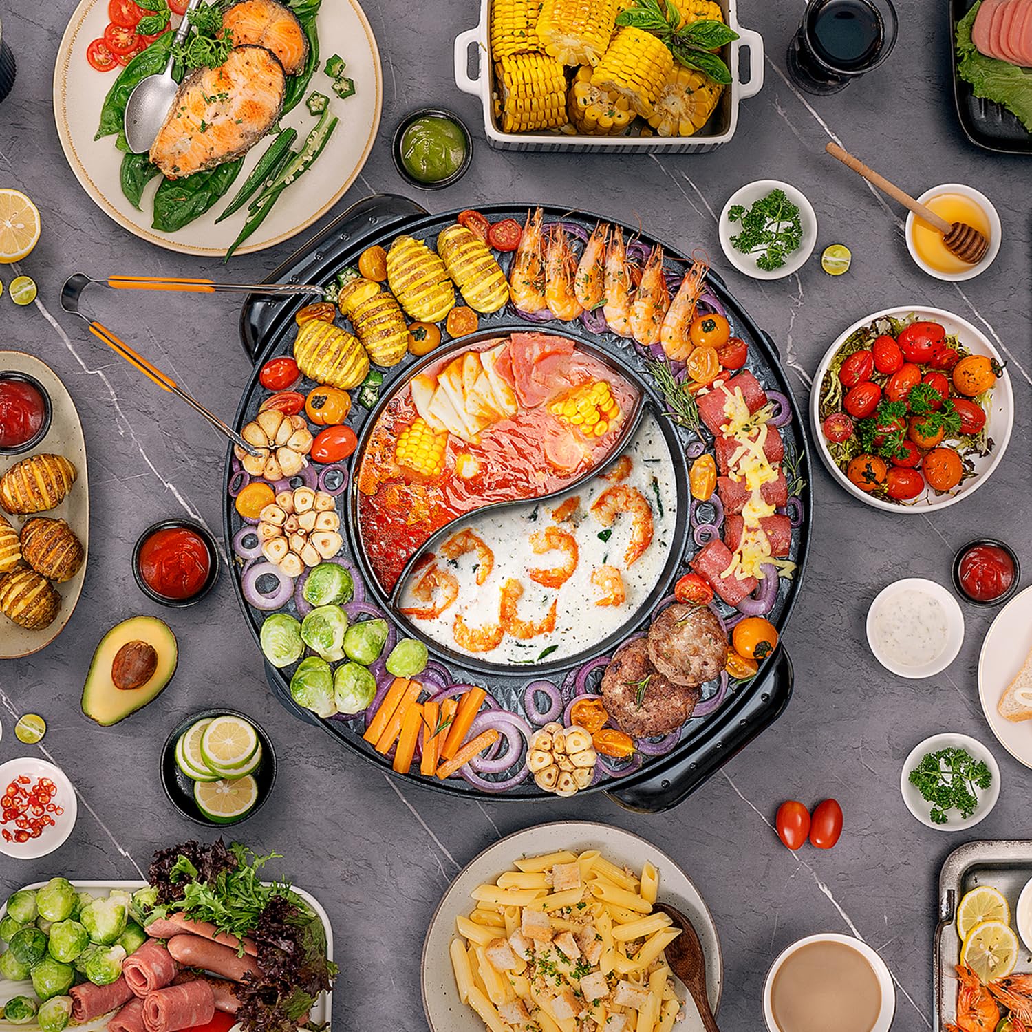 2-in-1 Electric Hot Pot & Smokeless Korean BBQ Grill